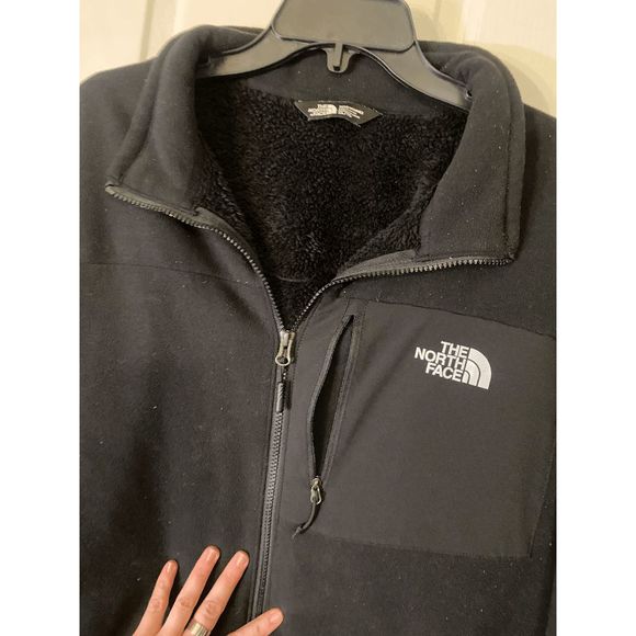 The North Face Full Zip Black Fleece Logo Jacket Pockets Casual Men's Size XL - Picture 2 of 7
